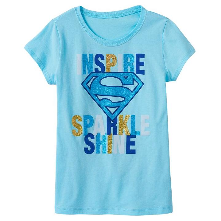 Girls 7-16 Dc Comics Superman Inspire, Sparkle, Shine Tee, Girl's, Size: Large, Blue Other