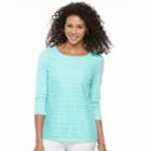 Women's Croft & Barrow&reg; Lace-front Scoopneck Tee, Size: Large, Light Blue