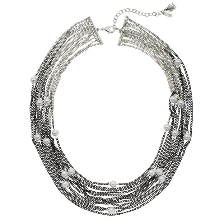 Simply Vera Vera Wang Simulated Pearl Ombre Multi Strand Necklace, Women's, Black