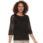 Women's Dana Buchman Lace Bell-sleeve Top, Size: Medium, Black
