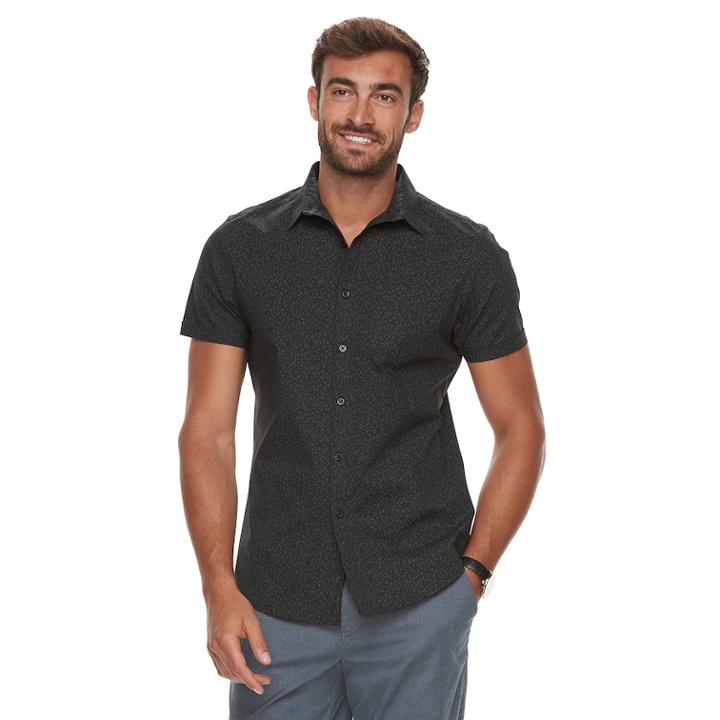 Men's Marc Anthony Slim-fit Stretch Button-down Shirt, Size: Small, Black