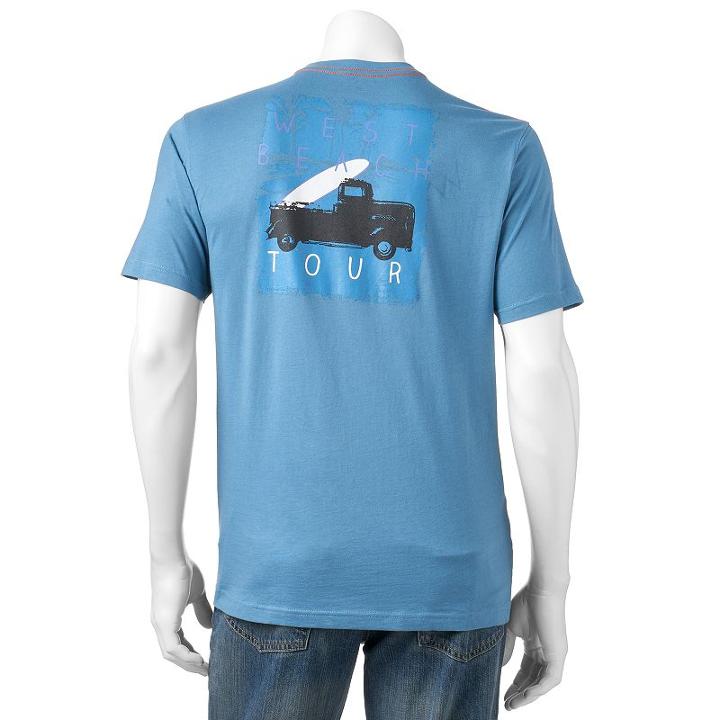 Men's Caribbean Joe Back-print West Beach Tour Tee, Size: Large, Dark Blue