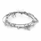 Silver Plate And Stainless Steel Crystal Cross Charm Wire Bangle Bracelet Set, Women's, White