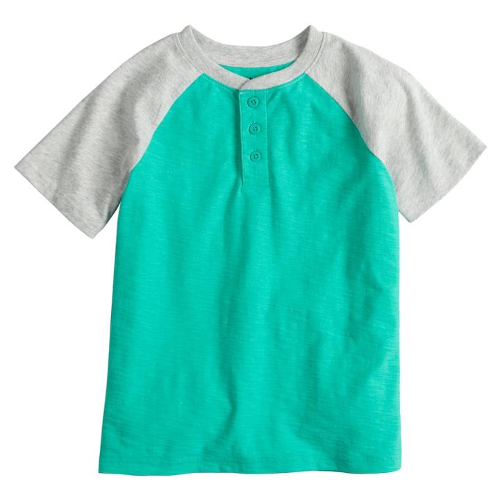 Boys 4-12 Jumping Beans&reg; Raglan Henley Tee, Size: 8, Turquoise/blue (turq/aqua)