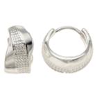 Napier Textured Silver Tone Huggie Hoop Earrings, Women's