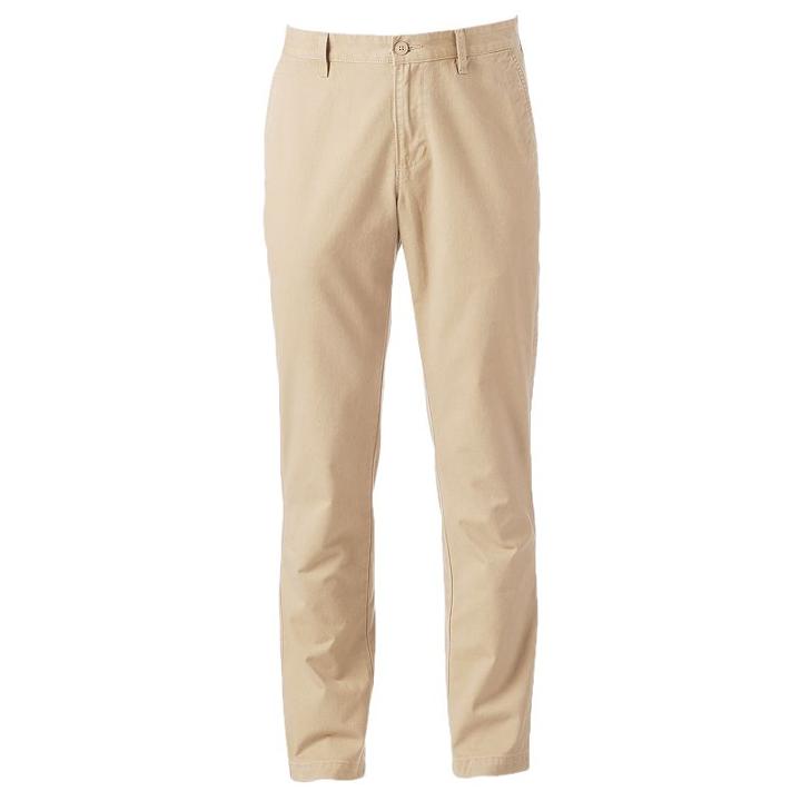 Men's Sonoma Goods For Life&trade; Slim-straight Twill Pants, Size: 29x30, Beig/green (beig/khaki)