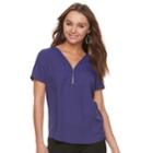 Petite Apt. 9&reg; Zipper Accent Tee, Women's, Size: S Petite, Drk Purple