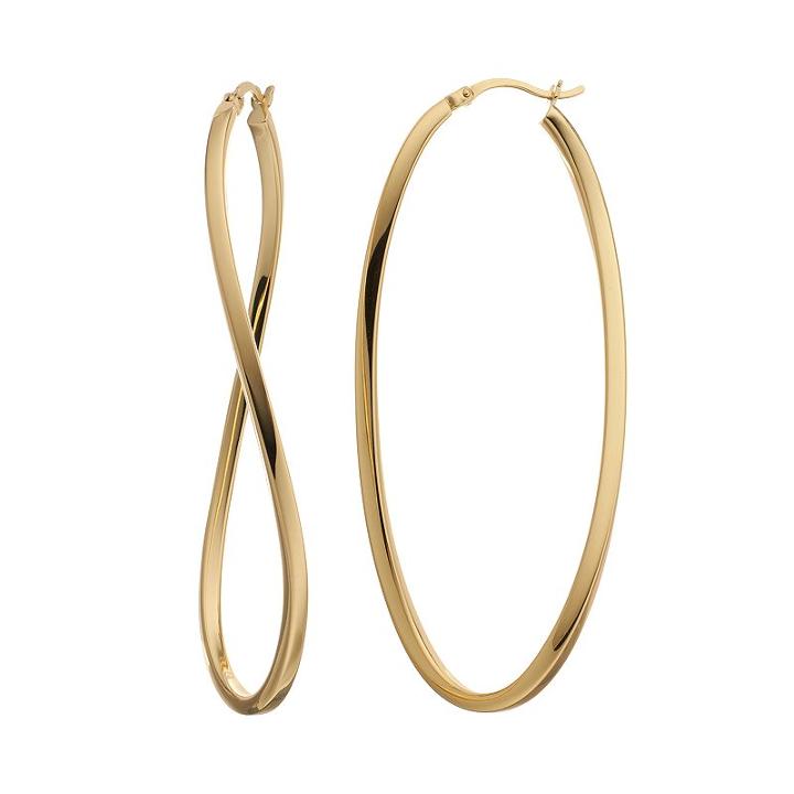 Amore By Simone I. Smith Sterling Silver Wavy Oval Hoop Earrings, Women's, Gold