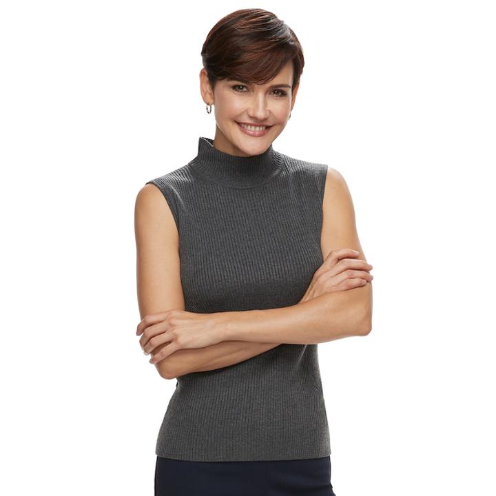 Women's Dana Buchman Mockneck Sleeveless Top, Size: Xl, Grey