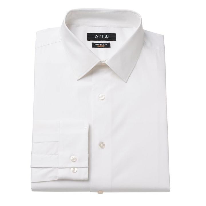 Men's Apt. 9&reg; Slim-fit Flex Collar Dress Shirt, Size: 17-32/33, White