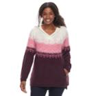 Plus Size Sonoma Goods For Life&trade; Fair Isle Hoodie, Women's, Size: 0x, Dark Red