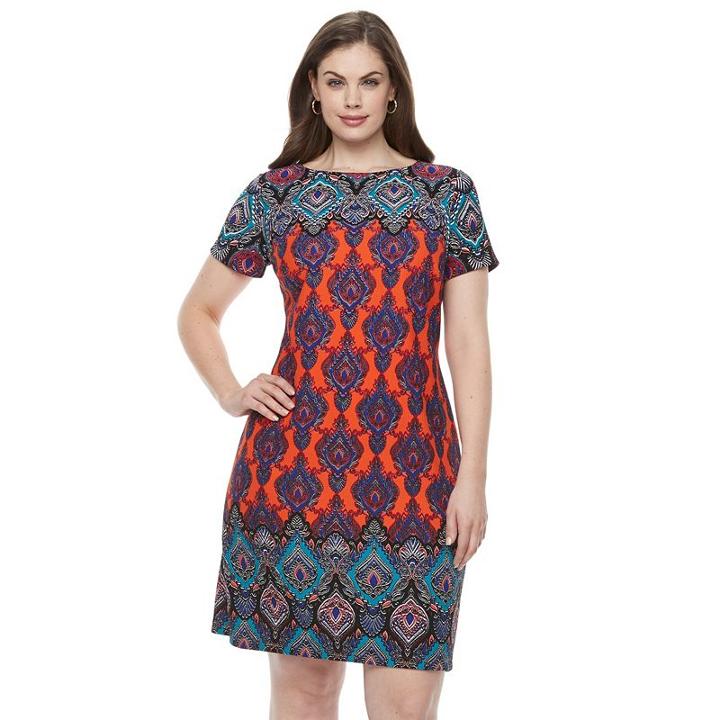 Plus Size Suite 7 Paisley Torch Shift Dress, Women's, Size: 20 W, Ovrfl Oth