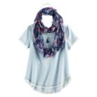 Girls 7-16 Self Esteem Fray Edge Tee & Infinity Scarf Set With Necklace, Size: Large, Blue Other