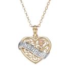 10k Gold Tri-tone Openwork Heart Grandma Pendant Necklace, Women's, Size: 18
