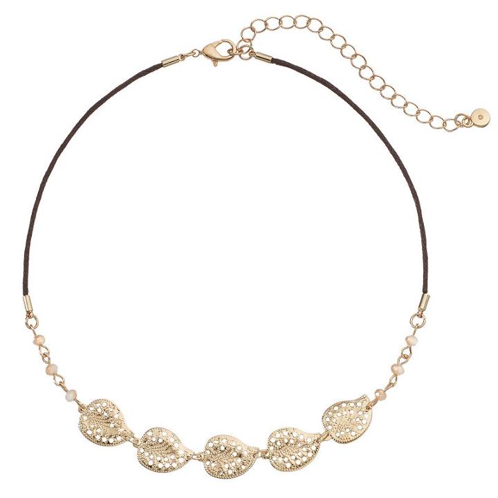 Lc Lauren Conrad Openwork Leaf Choker Necklace, Women's, Brown