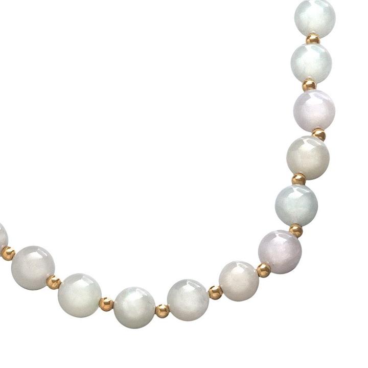 14k Gold Bead Jade Necklace, Women's, Size: 18, Green