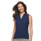 Women's Dana Buchman Sleeveless Splitneck Top, Size: Xl, Blue (navy)