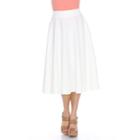 Women's White Mark Solid Midi Skirt, Size: Small