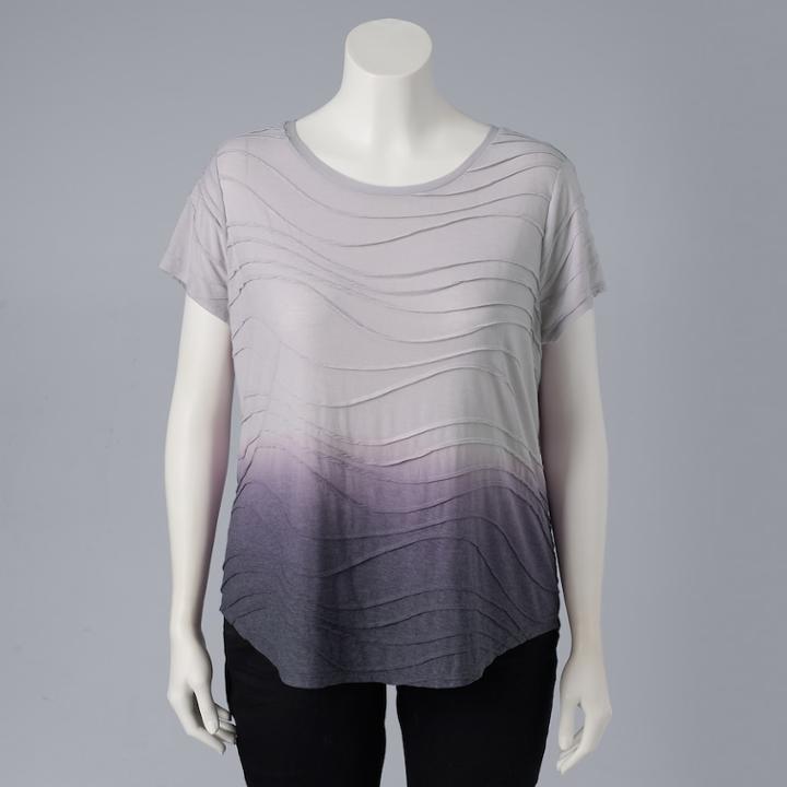 Plus Size Simply Vera Vera Wang Dip-dye Windy Jacquard Tee, Women's, Size: 2xl, Purple