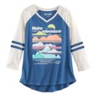 Girls 7-16 & Plus Size Mudd&reg; 3/4-sleeve High-low Hem Graphic Tee, Size: 12 1/2, Med Blue