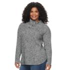 Plus Size Croft & Barrow&reg; Splitneck Cable-knit Sweater, Women's, Size: 2xl, Black