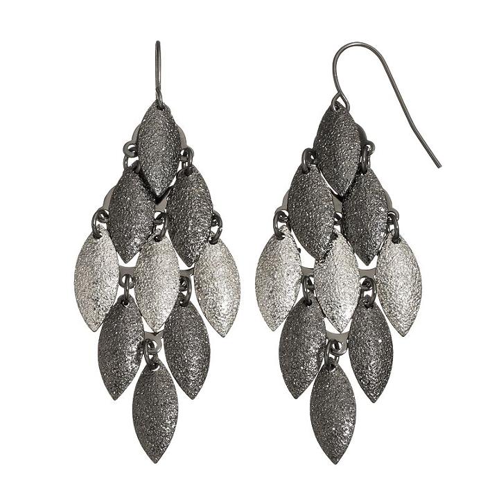 Apt. 9&reg; Textured Two Tone Marquise Kite Earrings, Women's, Black