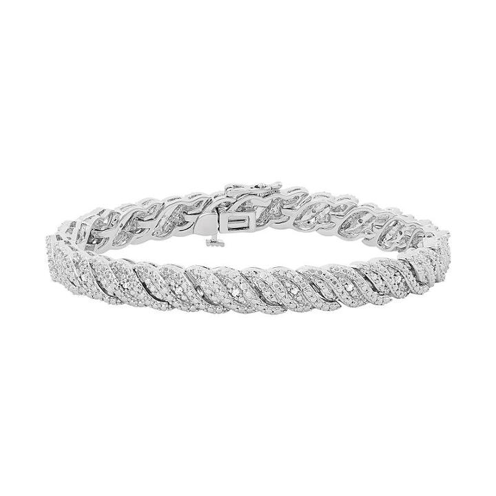 1/4 Carat T.w. Diamond Twist Bracelet, Women's, Size: 7.5, White