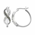 Silver Luxuries Marcasite And Crystal Silver-plated Infinity Hoop Earrings, Women's, Grey