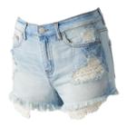 Juniors' Mudd&reg; Crochet Pocket Ripped Shortie Shorts, Girl's, Size: 0, Blue Other