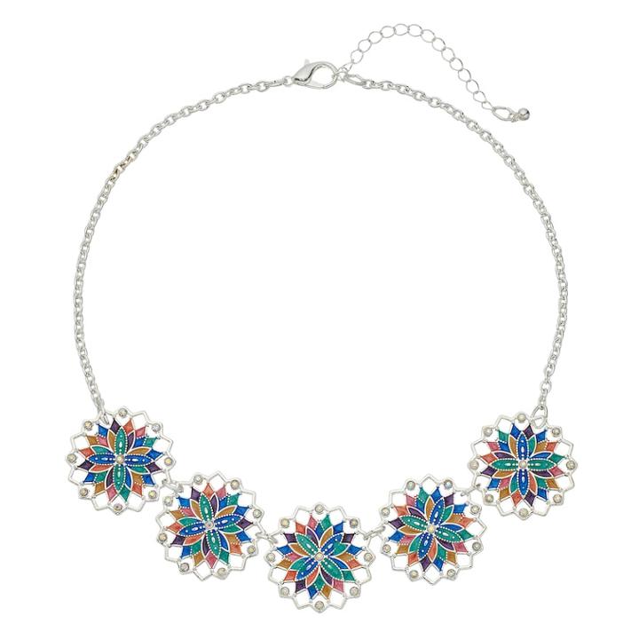 Multicolored Medallion Statement Necklace, Women's, Multicolor