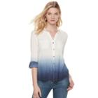 Women's Rock & Republic&reg; Crinkle Ombre Shirt, Size: Small, White