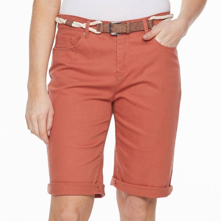 Women's Gloria Vanderbilt Joslyn Roll-up Bermuda Shorts, Size: 12, Med Orange