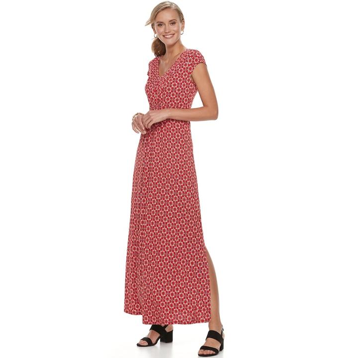Women's Dana Buchman Shirred Maxi Dress, Size: Xs, Red