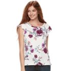 Juniors' Candie's&reg; Simulated Pearl-trim Flutter Tee, Teens, Size: Xs, White