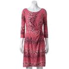 Women's Dana Buchman Printed Knot-front Dress, Size: Medium, Dark Pink