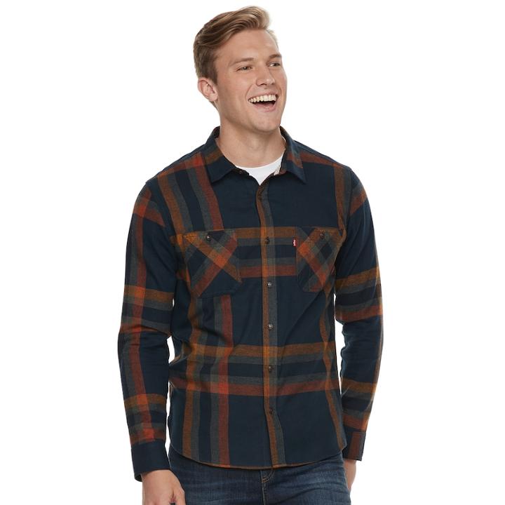 Men's Levi's Abbotts Flannel Button-down Shirt, Size: Large, Med Blue