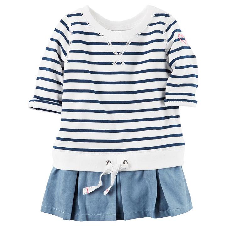 Girls 4-8 Carter's Stripe Pull Over Chambray Peplum Tunic, Size: 8, Ovrfl Oth