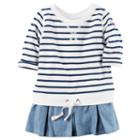 Girls 4-8 Carter's Stripe Pull Over Chambray Peplum Tunic, Size: 8, Ovrfl Oth
