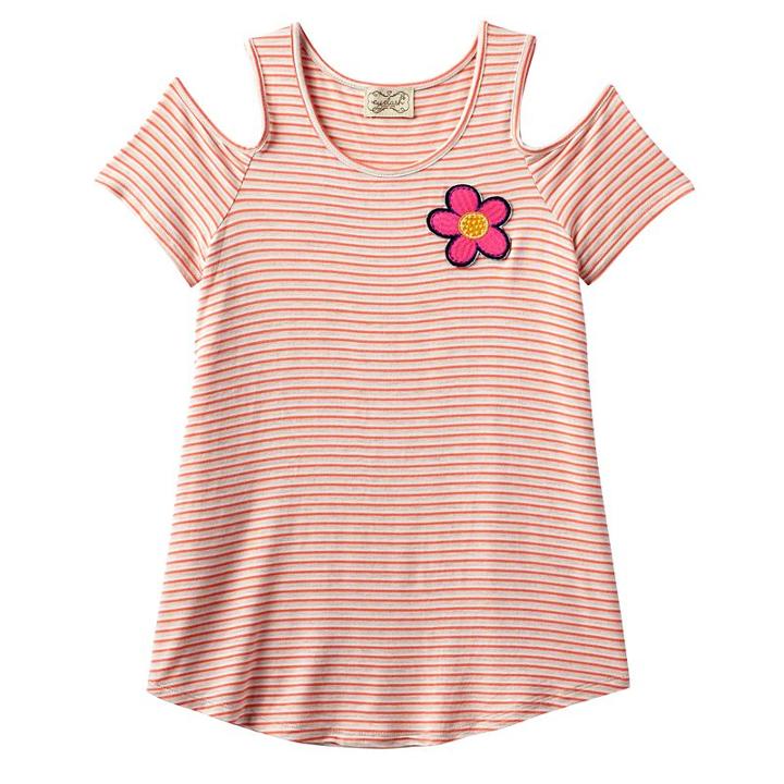 Girls 7-16 Eyelash Cold-shoulder Tie Front Graphic Tee, Girl's, Size: Large, Dark Red