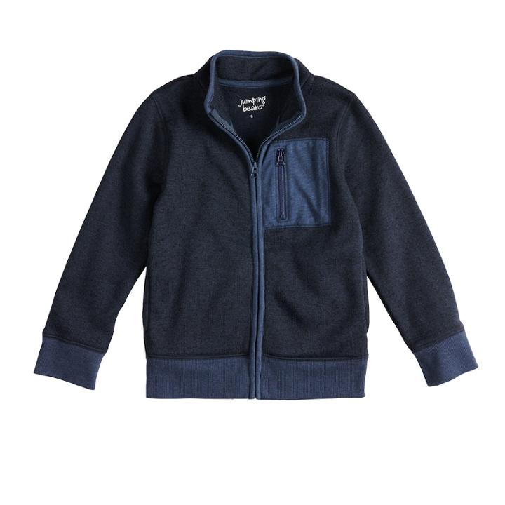 Boys 4-12 Jumping Beans&reg; Zip Mock Neck Marled Jacket, Size: 5, Dark Blue