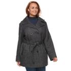 Plus Size D.e.t.a.i.l.s Double Breasted Fleece Jacket, Women's, Size: 3xl, Black