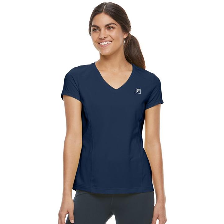 Women's Fila Sport&reg; Essential V-neck Short Sleeve Tee, Size: Large, Blue (navy)