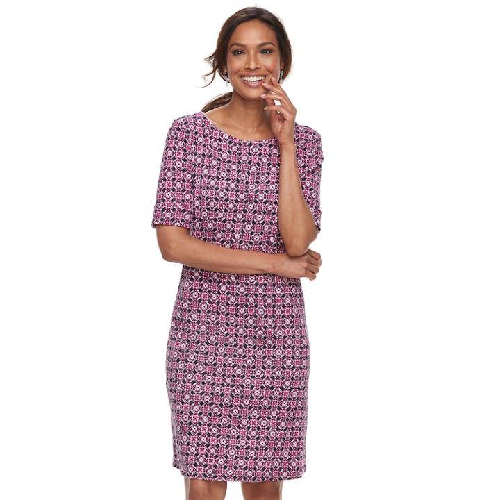 Women's Croft & Barrow&reg; Print Shift Dress, Size: Xs, Dark Blue