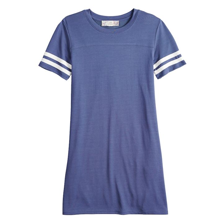 Girls 7-16 Pink Republic Cupro Varsity T-shirt Dress, Size: Medium, Dark Blue