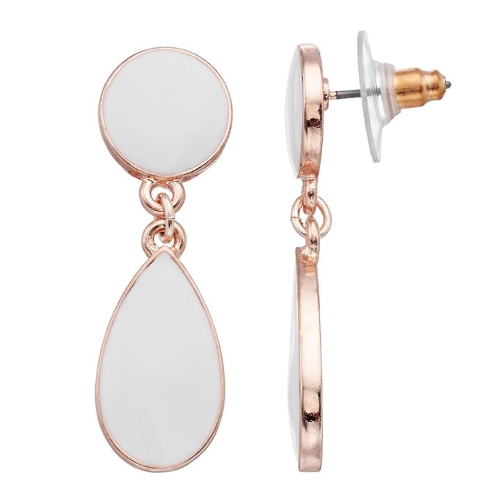 Lc Lauren Conrad White Nickel Free Teardrop Earrings, Women's