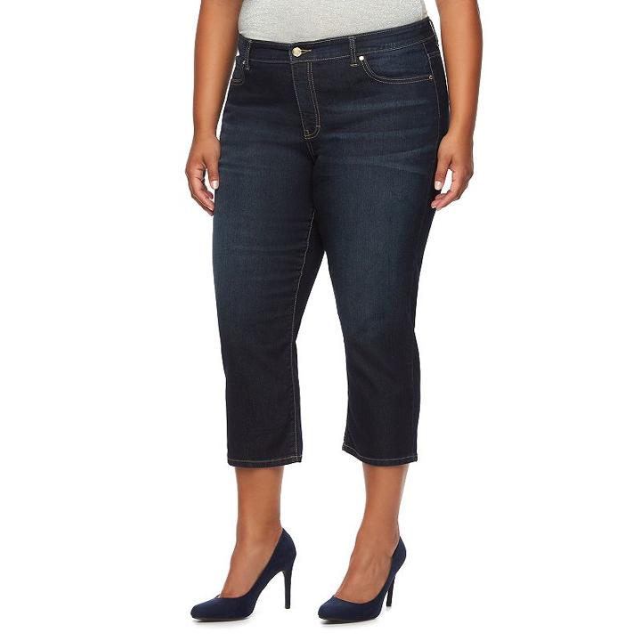 Plus Size Jennifer Lopez Refined Capri Jeans, Women's, Size: 24 W, Dark Blue