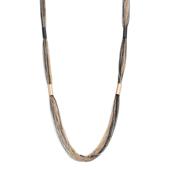 Apt. 9&reg; Long Tri Tone Multi Strand Necklace, Women's, Black