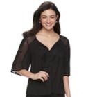 Women's Apt. 9&reg; Kimono Lace Top, Size: Medium, Black