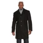 Men's Tower By London Fog Signature Label Wool-blend Single-breasted Top Coat, Size: 48 - Regular, Black