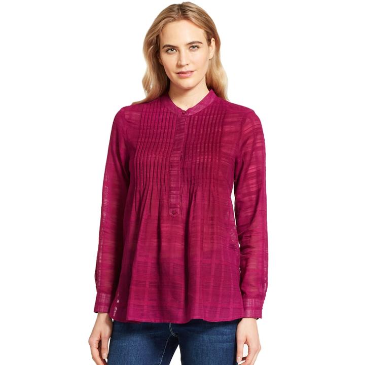 Women's Izod Pintuck Henley Blouse, Size: Large, Purple